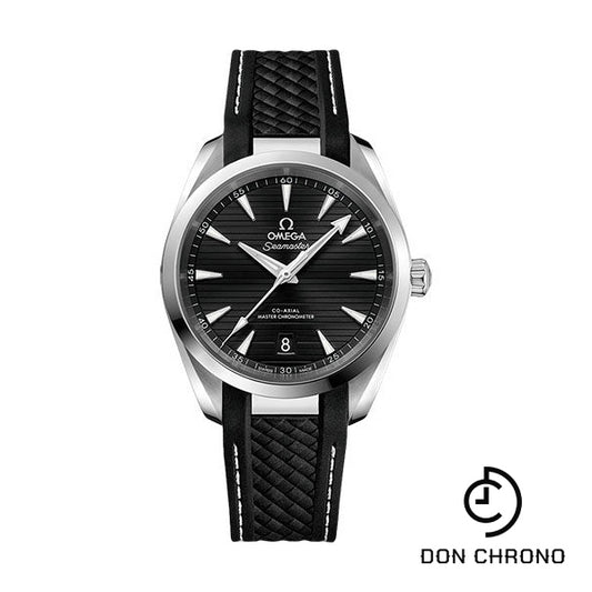 Omega Aqua Terra 150M Co-Axial Master Chronometer Watch - 38 mm Steel Case - Black Dial - Black Structured Rubber Strap - 220.12.38.20.01.001