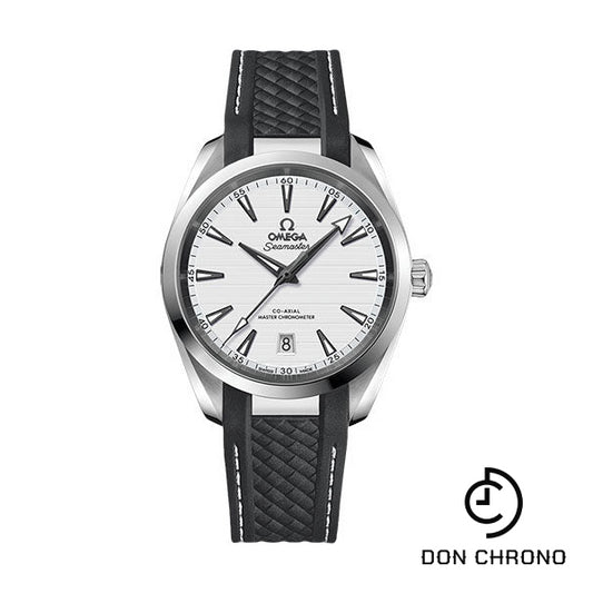 Omega Aqua Terra 150M Co-Axial Master Chronometer Watch - 38 mm Steel Case - Silvery Dial - Grey Structured Rubber Strap - 220.12.38.20.02.001