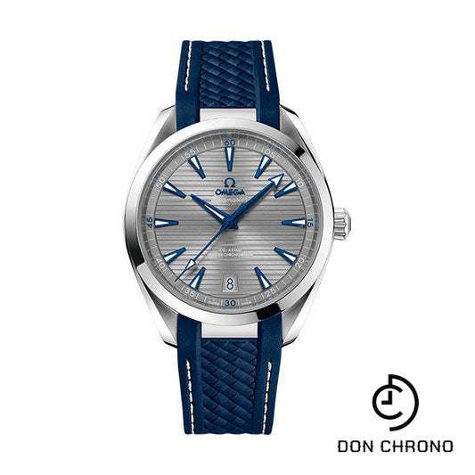 Omega Aqua Terra 150M Co-Axial Master Chronometer Watch - 41 mm Steel Case - Grey Dial - Blue Structured Rubber Strap - 220.12.41.21.06.001