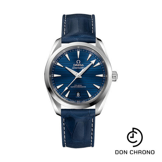 Omega Aqua Terra 150M Co-Axial Master Chronometer Watch - 38 mm Steel Case - Blue Dial - Blue Leather Strap - 220.13.38.20.03.001