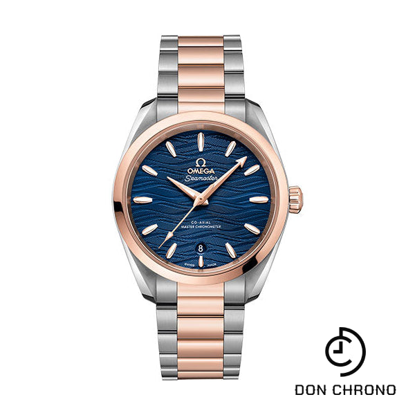 Omega Seamaster Aqua Terra 150M Co-Axial Master Chronometer Ladies Watch - 38 mm Steel And Sedna Gold Case - Waved Blue Dial - 220.20.38.20.03.001