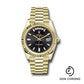 Rolex Yellow Gold Day-Date 40 Watch - Fluted Bezel - Black Baguette Diamond Dial - President Bracelet - 228238 bkbdp