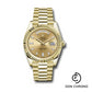 Rolex Yellow Gold Day-Date 40 Watch - Fluted Bezel - Champagne Baguette Diamond Dial - President Bracelet - 228238 chbdp