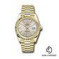 Rolex Yellow Gold Day-Date 40 Watch - Fluted Bezel - Silver Diagonal Motif Index Dial - President Bracelet - 228238 sdmip