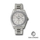Rolex White Gold Day-Date 40 Watch - Fluted Bezel - Meteorite Baguette Diamond Dial - President Bracelet - 228239 mtdp