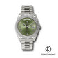 Rolex White Gold Day-Date 40 Watch - Fluted Bezel - Olive Green Bevelled Roman Dial - President Bracelet - 228239 ogrp