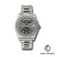 Rolex White Gold Day-Date 40 Watch - Fluted Bezel - Dark Rhodium Stripe Motif Index Dial - President Bracelet - 228239 rsmip