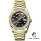 Rolex Yellow Gold Day-Date 40 Watch - Diamond Bezel - Black Index Dial - President Bracelet - 228348rbr bkip