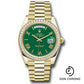 Rolex Yellow Gold Day-Date 40 Watch - Diamond Bezel - Green Roman Dial - President Bracelet - 228348rbr grrp