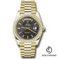 Rolex Yellow Gold Day-Date 40 Watch - Baguette Diamond Bezel - Black Diagonal Motif Index Dial - President Bracelet - 228398TBR bkdmip