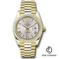 Rolex Yellow Gold Day-Date 40 Watch - Baguette Diamond Bezel - Silver Bevelled Roman Dial - President Bracelet - 228398TBR sdrp