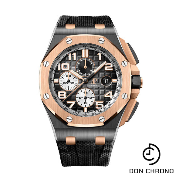 Audemars Piguet Royal Oak Offshore Selfwinding Chronograph Watch - 44mm Ceramic Pink Gold Case - Smoked Grey Dial - Grey Rubber Strap - 26405NR.OO.A002CA.01