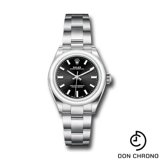 Rolex Oyster Perpetual 28 Watch - Domed Bezel - Black Index Dial - Oyster Bracelet - 276200 bkio