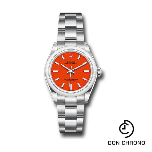 Rolex Oyster Perpetual 31 Watch - Domed Bezel - Coral Red Index Dial - Oyster Bracelet - 277200 reio