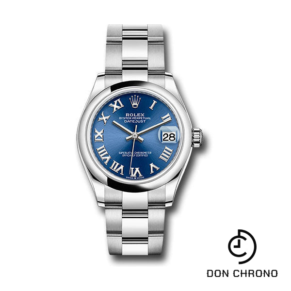 Rolex Steel and White Gold Datejust 31 Watch - Domed Bezel - Blue Roman Dial - Oyster Bracelet - 2021 Release - 278240 blro