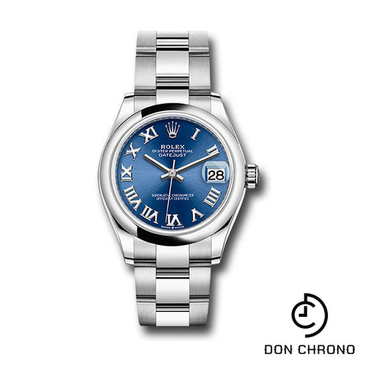 Rolex Steel and White Gold Datejust 31 Watch - Domed Bezel - Blue Roman Dial - Oyster Bracelet - 2021 Release - 278240 blro