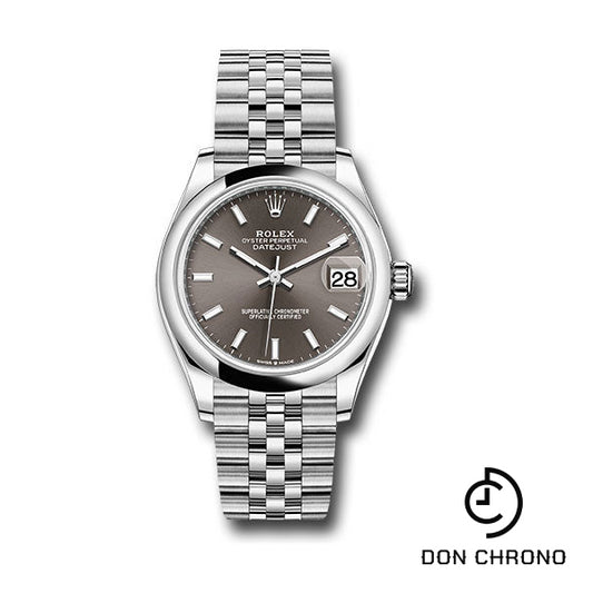 Rolex Steel and White Gold Datejust 31 Watch - Domed Bezel - Dark Grey Index Dial - Jubilee Bracelet - 278240 dkgij