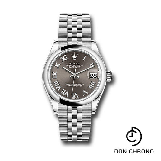 Rolex Steel and White Gold Datejust 31 Watch - Domed Bezel - Dark Grey Roman Dial - Jubilee Bracelet - 278240 dkgrj