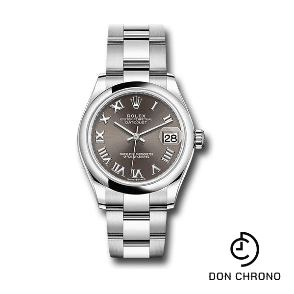 Rolex Steel and White Gold Datejust 31 Watch - Domed Bezel - Dark Grey Roman Dial - Oyster Bracelet - 278240 dkgro