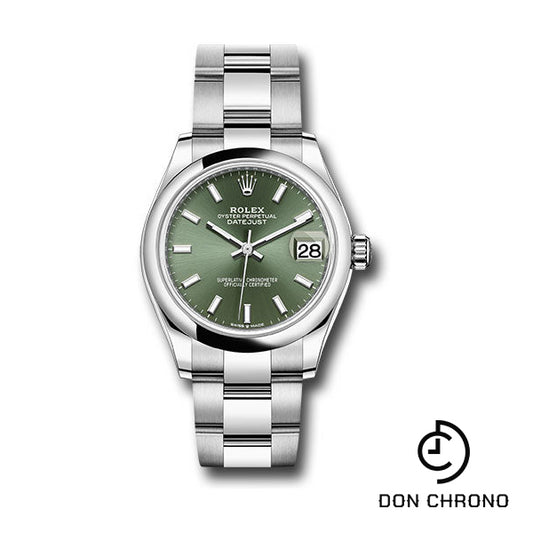 Rolex Steel and White Gold Datejust 31 Watch - Domed Bezel - Mint Green Index Dial - Oyster Bracelet - 278240 mgio