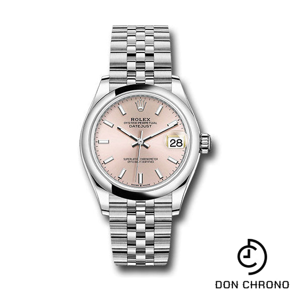 Rolex Steel and White Gold Datejust 31 Watch - Domed Bezel - Pink Index Dial - Jubilee Bracelet - 278240 pij