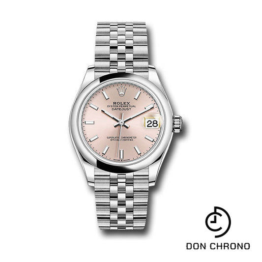 Rolex Steel and White Gold Datejust 31 Watch - Domed Bezel - Pink Index Dial - Jubilee Bracelet - 278240 pij