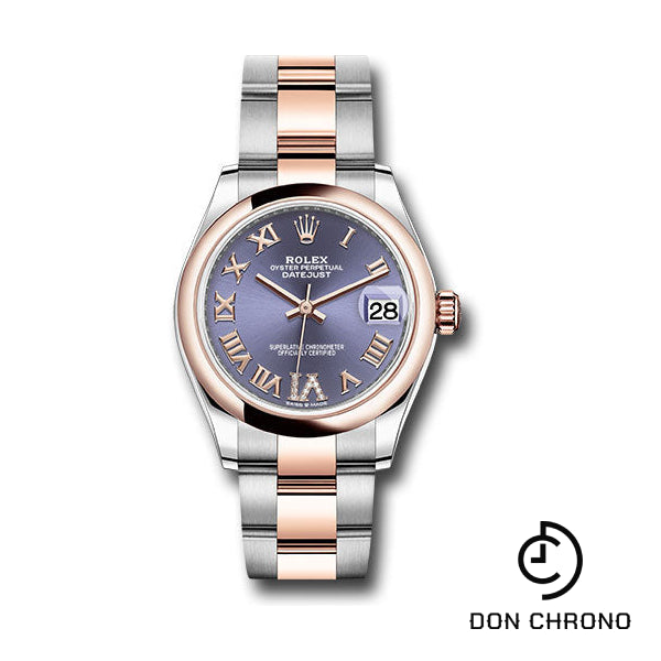 Rolex Steel and Everose Gold Datejust 31 Watch - Domed Bezel - Chocolate Diamond Roman VI Dial - Oyster Bracelet - 278241 aubdr6o