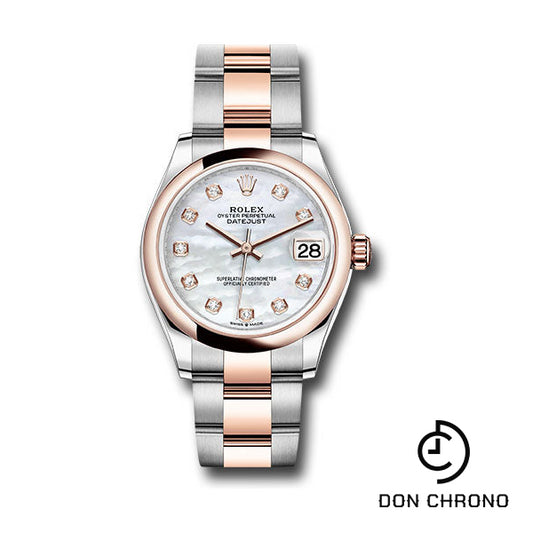 Rolex Steel and Everose Gold Datejust 31 Watch - Domed Bezel - Silver Diamond Dial - Oyster Bracelet - 278241 mdo