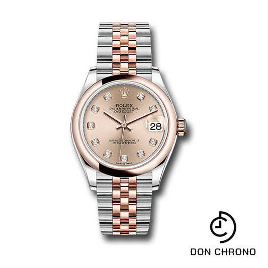 Rolex Steel and Everose Gold Datejust 31 Watch - Domed Bezel - Chocolate Diamond Dial - Jubilee Bracelet - 278241 rodj