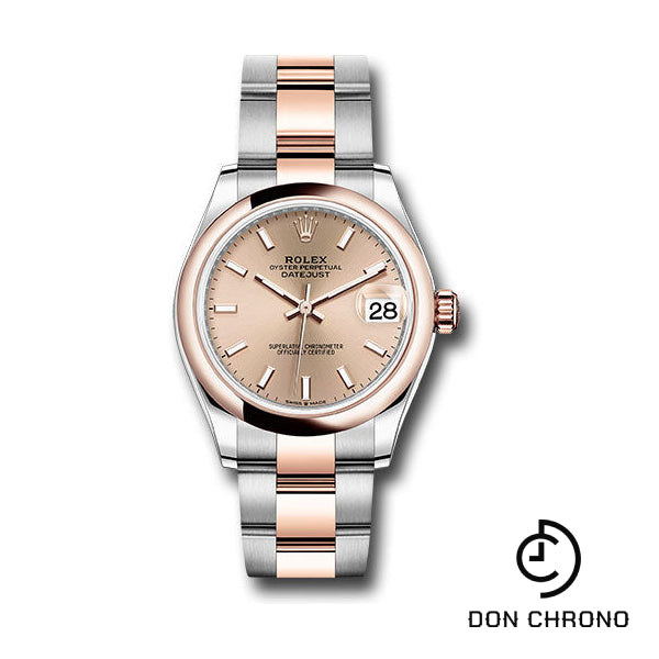 Rolex Steel and Everose Gold Datejust 31 Watch - Domed Bezel - RosŽ Roman Dial - Oyster Bracelet - 278241 roio