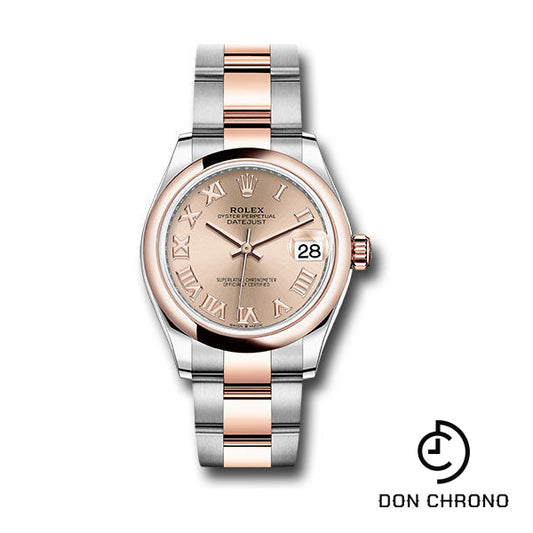 Rolex Steel and Everose Gold Datejust 31 Watch - Domed Bezel - Dark Rhodium Index Dial - Oyster Bracelet - 278241 roro