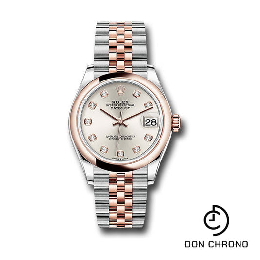 Rolex Steel and Everose Gold Datejust 31 Watch - Domed Bezel - RosŽ Diamond Dial - Jubilee Bracelet - 278241 sdj