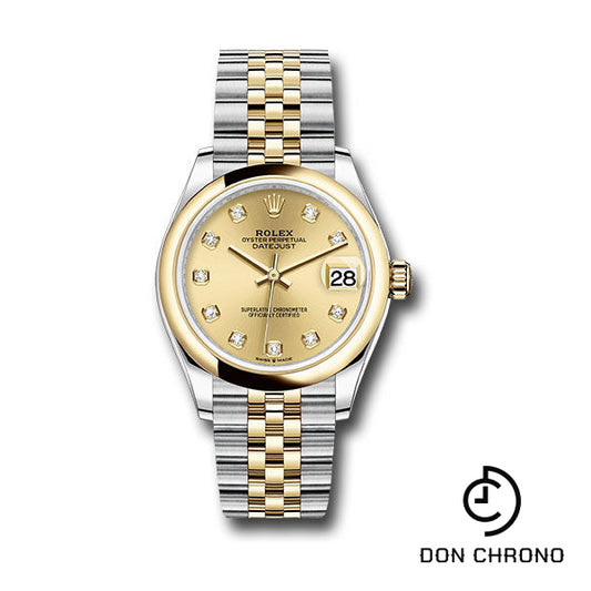 Rolex Steel and Yellow Gold Datejust 31 Watch - Domed Bezel - Champagne Diamond Dial - Jubilee Bracelet - 278243 chdj