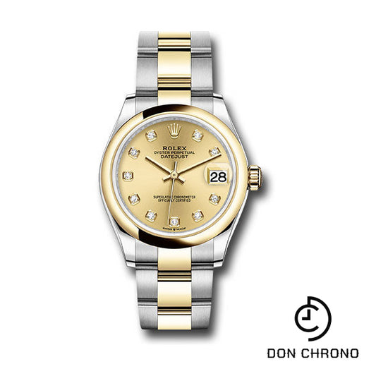 Rolex Steel and Yellow Gold Datejust 31 Watch - Domed Bezel - Champagne Diamond Dial - Oyster Bracelet - 278243 chdo