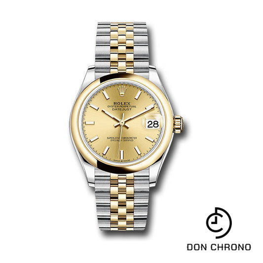 Rolex Steel and Yellow Gold Datejust 31 Watch - Domed Bezel - Champagne Index Dial - Jubilee Bracelet - 278243 chij