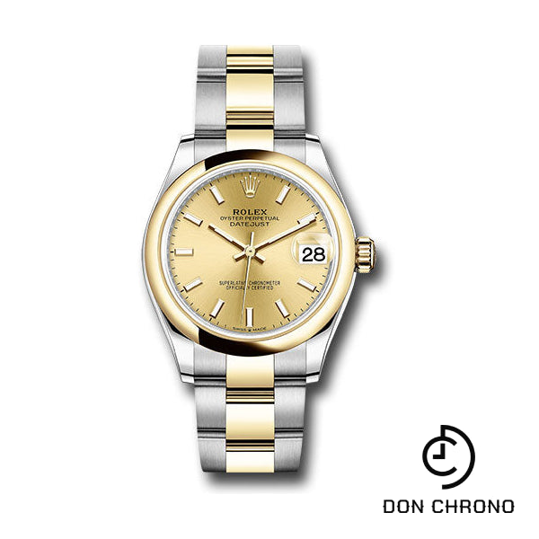 Rolex Steel and Yellow Gold Datejust 31 Watch - Domed Bezel - Champagne Index Dial - Oyster Bracelet - 278243 chio