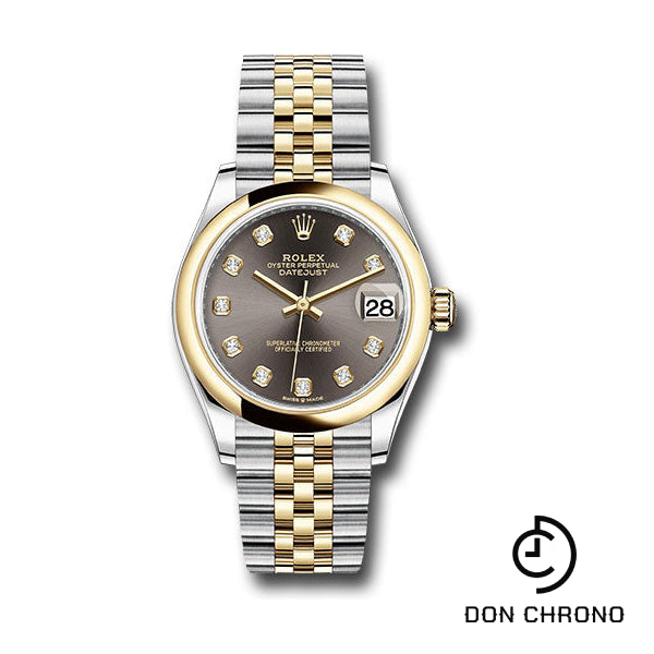 Rolex Steel and Yellow Gold Datejust 31 Watch - Domed Bezel - Dark Grey Diamond Dial - Jubilee Bracelet - 278243 dkgdj