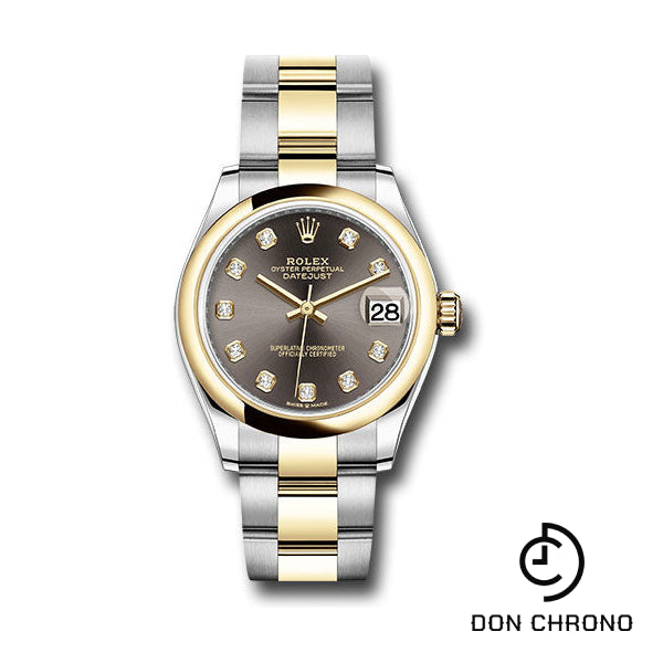 Rolex Steel and Yellow Gold Datejust 31 Watch - Domed Bezel - Dark Grey Diamond Dial - Oyster Bracelet - 278243 dkgdo