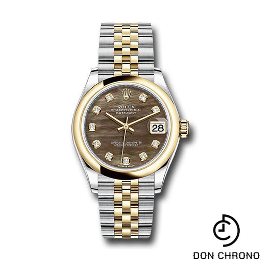 Rolex Steel and Yellow Gold Datejust 31 Watch - Domed Bezel - Dark Mother-of-Pearl Diamond Dial - Jubilee Bracelet - 278243 dkmdj