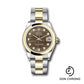 Rolex Steel and Yellow Gold Datejust 31 Watch - Domed Bezel - Dark Mother-of-Pearl Diamond Dial - Oyster Bracelet - 278243 dkmdo