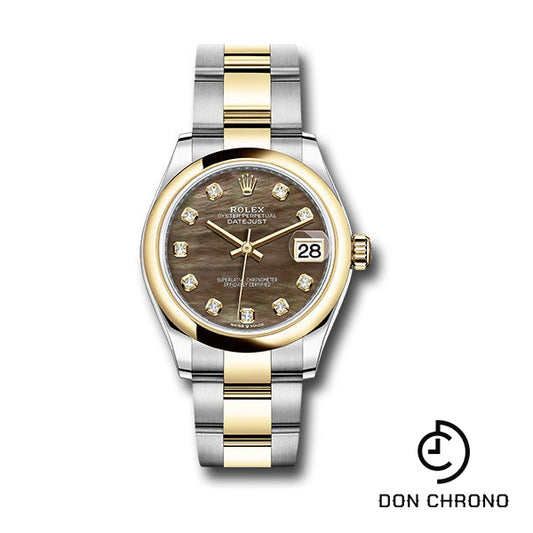 Rolex Steel and Yellow Gold Datejust 31 Watch - Domed Bezel - Dark Mother-of-Pearl Diamond Dial - Oyster Bracelet - 278243 dkmdo