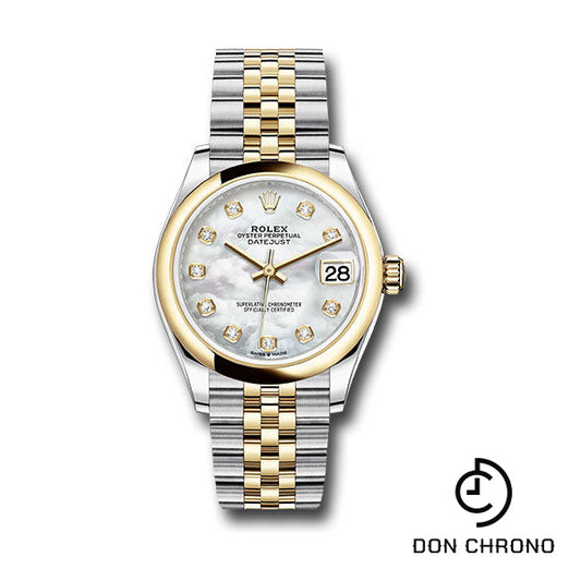 Rolex Steel and Yellow Gold Datejust 31 Watch - Domed Bezel - Mother-of-Pearl Diamond Dial - Jubilee Bracelet - 278243 mdj