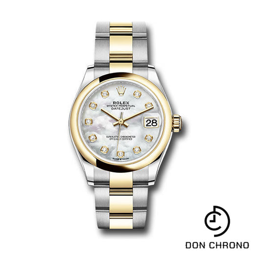 Rolex Steel and Yellow Gold Datejust 31 Watch - Domed Bezel - Mother-of-Pearl Diamond Dial - Oyster Bracelet - 278243 mdo