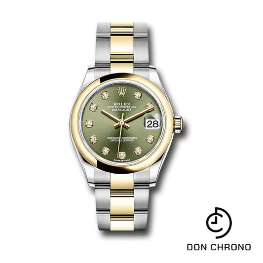 Rolex Steel and Yellow Gold Datejust 31 Watch - Domed Bezel - Olive Green Diamond Dial - Oyster Bracelet - 278243 ogdo