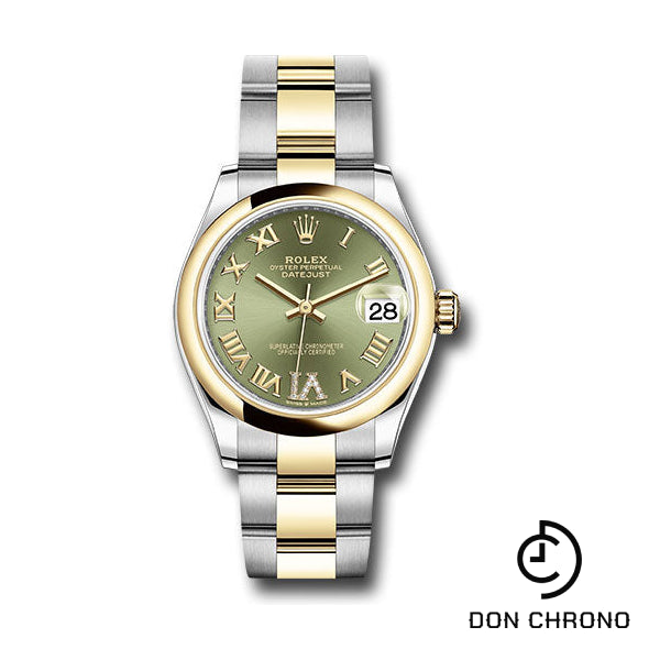 Rolex Steel and Yellow Gold Datejust 31 Watch - Domed Bezel - Olive Green Diamond Roman Six Dial - Oyster Bracelet - 278243 ogdr6o