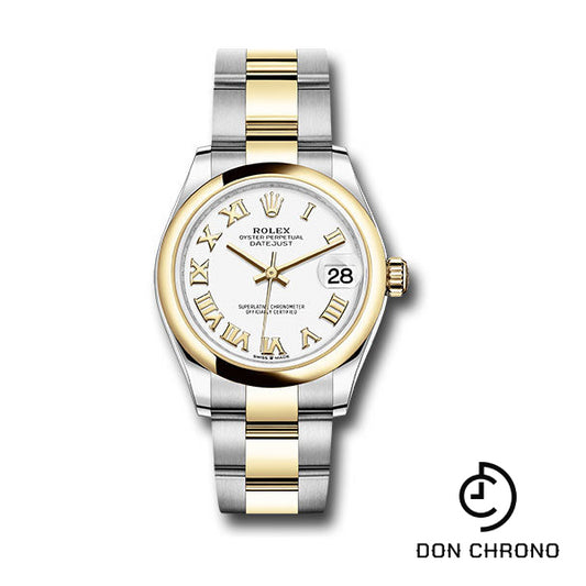 Rolex Steel and Yellow Gold Datejust 31 Watch - Domed Bezel - White Roman Dial - Oyster Bracelet - 278243 wro