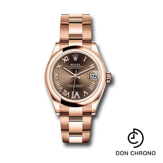 Rolex Everose Gold Datejust 31 Watch - Domed Bezel - Chocolate Diamond Six Dial - Oyster Bracelet - 278245 chodr6o