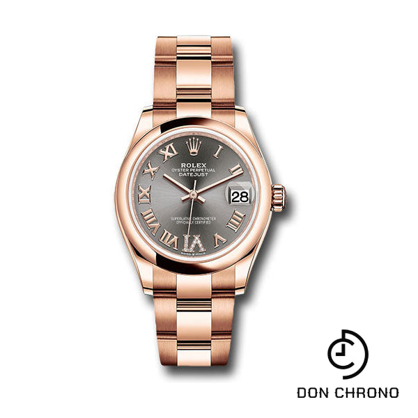 Rolex Everose Gold Datejust 31 Watch - Domed Bezel - Rhodium Diamond Six Dial - Oyster Bracelet - 278245 dkrhdr6o