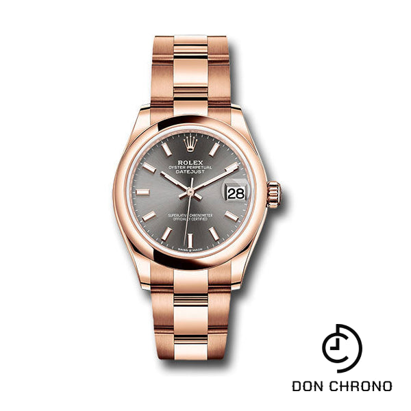 Rolex Everose Gold Datejust 31 Watch - Domed Bezel - Rhodium Index Dial - Oyster Bracelet - 278245 dkrhio