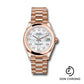 Rolex Everose Gold Datejust 31 Watch - Domed Bezel - Silver Diamond Dial - President Bracelet - 278245 mdp